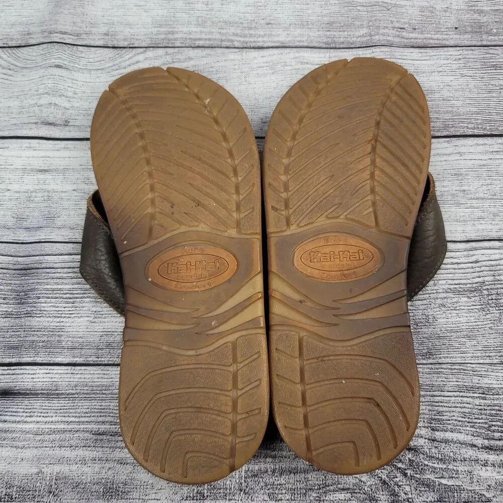 The Kai Kai Brown Leather Slides Flip Flop Comfort Sandals